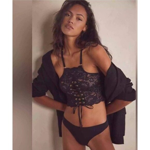 We are HAH Top 2 Bottom Cami Lingerie Black Noir Sold Out Size Small NEW 1B - Picture 3 of 10